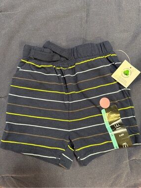 Striped Navy George Baby Shorts - Yellow & Gray Accent